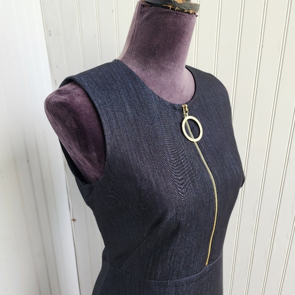 Calvin Klein Womens Blue Denim Chambray Sleeveless Sheath Midi Dress Bodycon 4 - Picture 3 of 16